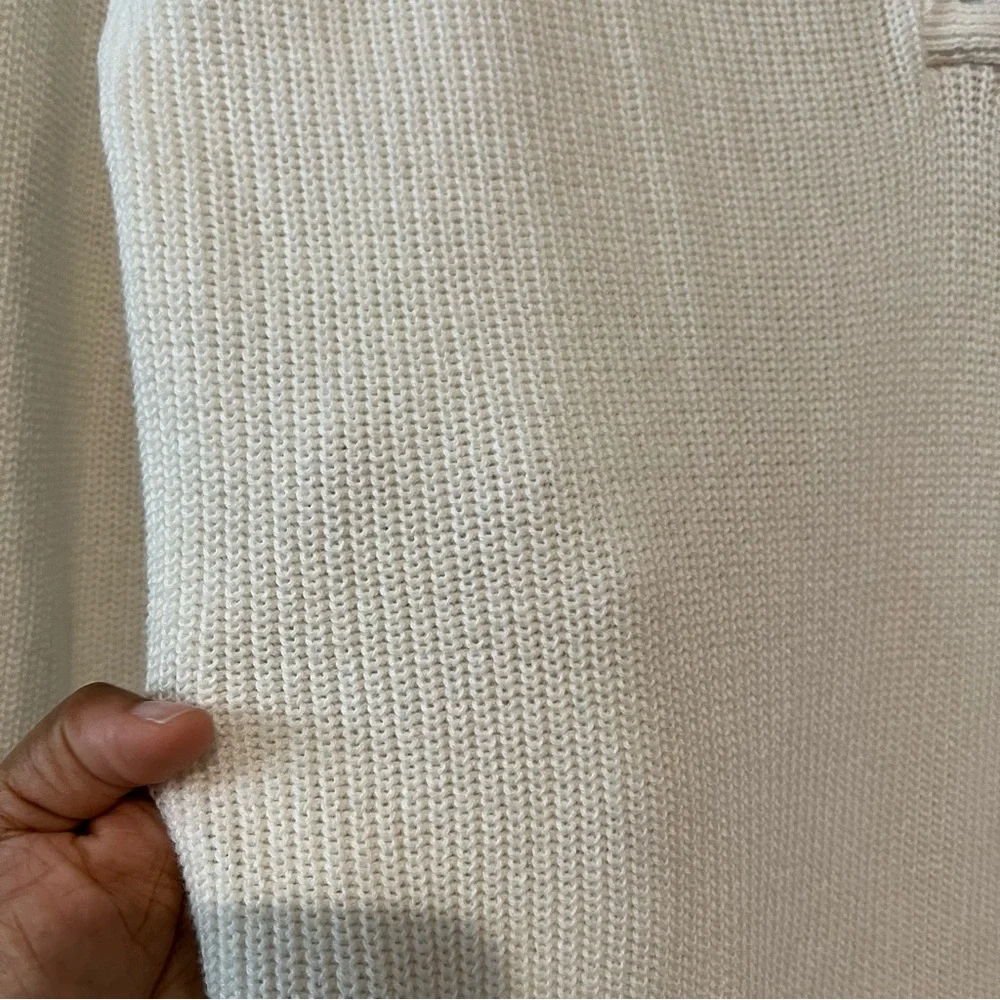 Aerie Long Sleeve Ivory White Knitted Half Button Up Pullover Sweater size XS - Picture 4 of 11
